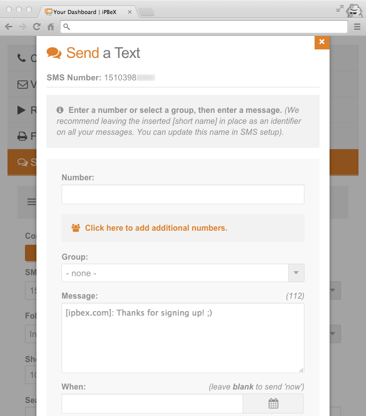 Send a Text - iPBeX Cloud Telephony